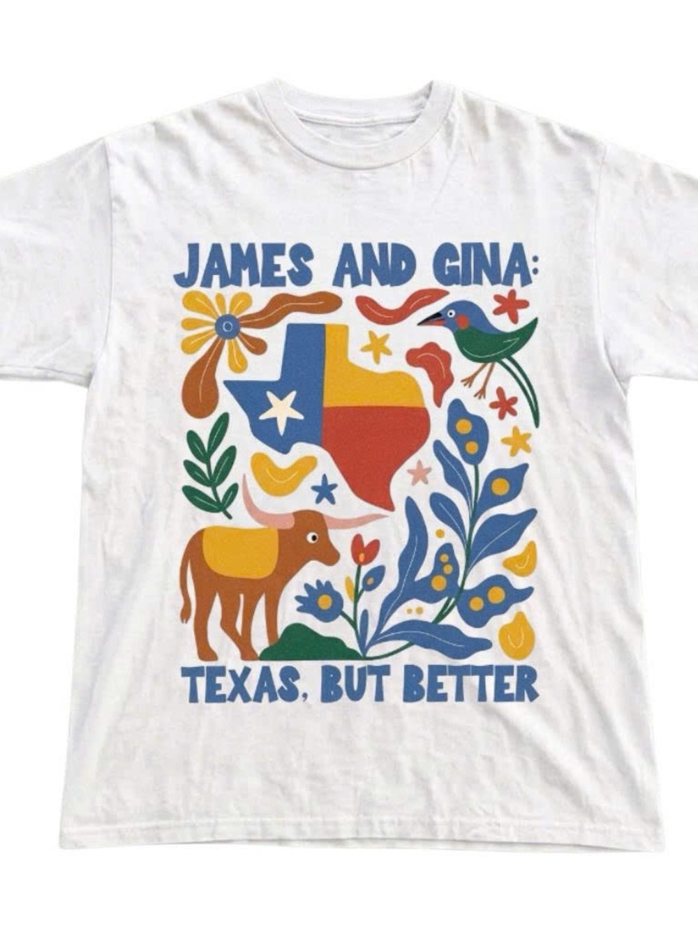 James and Gina Texas Graphic Tee - White